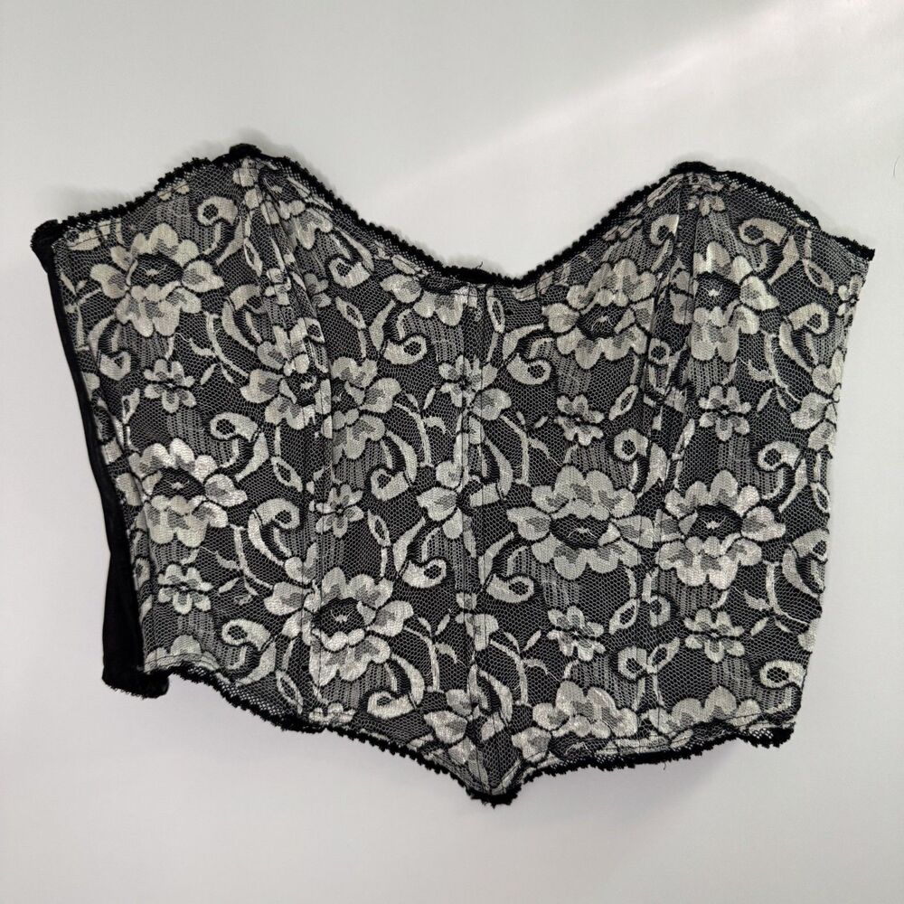 Vintage JCPenney corset strapless lace boning bustier bust union made USA 36